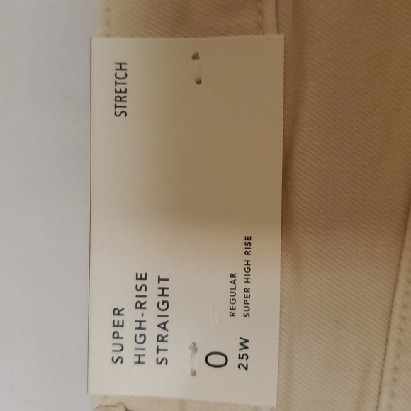 AE Stretch Super High-Waisted Straight Jean in Cream Size 0 / 25W - Picture 12 of 14